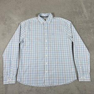 Johnnie O Shirt Mens Medium Hangin Out Long Sleeve Button Up Blue White Plaid